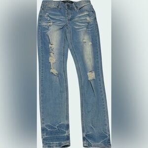 Rue21 Blue Skinny Jeans with Distressed Details